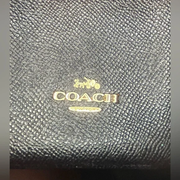 Coach Black Leather Phone Crossbody with Gold Logo - Picture 3 of 6